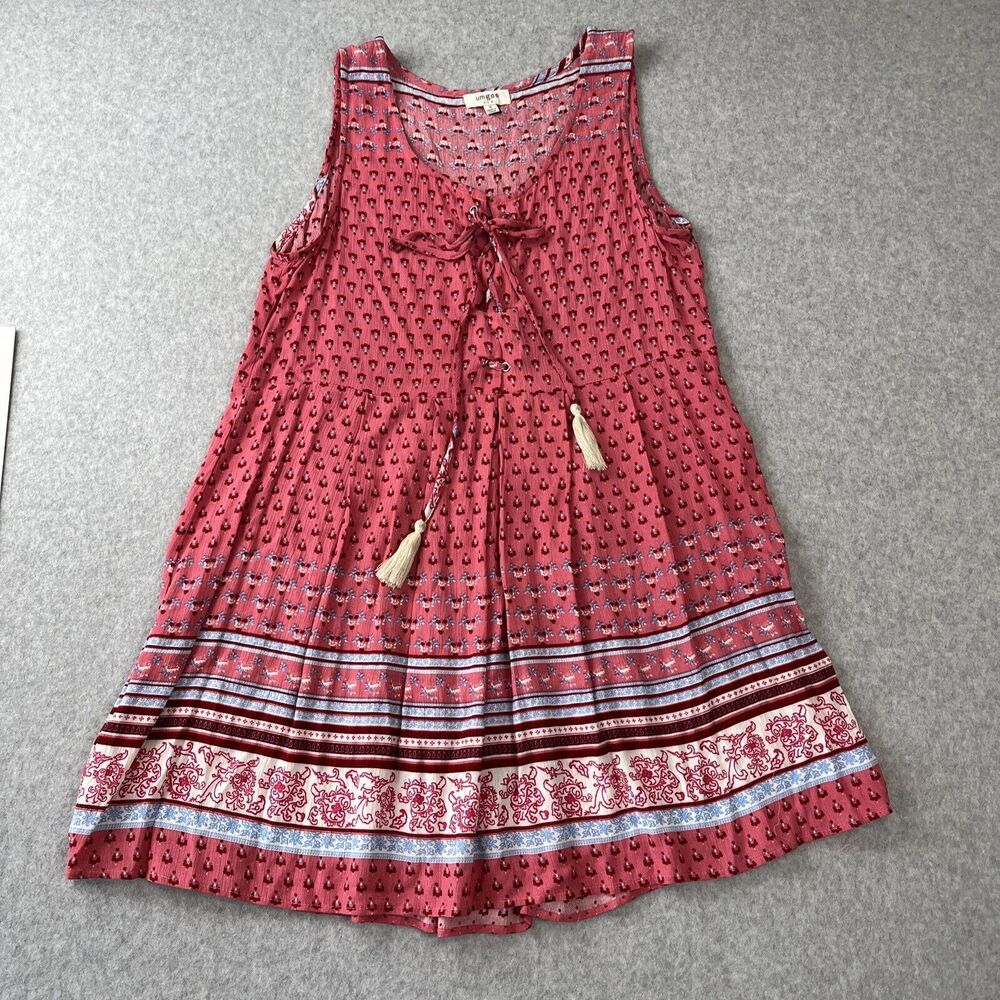 UMGEE Bohemian Boho Floral Dress‎ Size Small Cotton Poly Blend Sleeveless Flirty